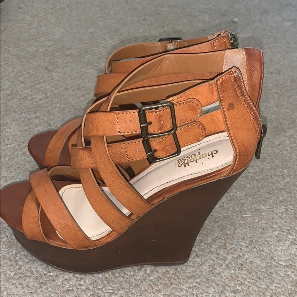 Brown strap oh wedges